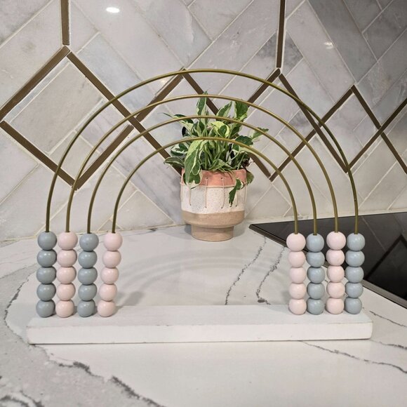 Pastel Wooden Bead Abacus Table Decor rainbow pastel montessori - Picture 5 of 6